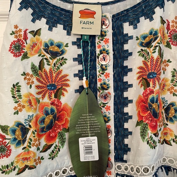 Farm Rio Off-White Delicate Garden Midi Dress new with tags - Picture 8 of 13
